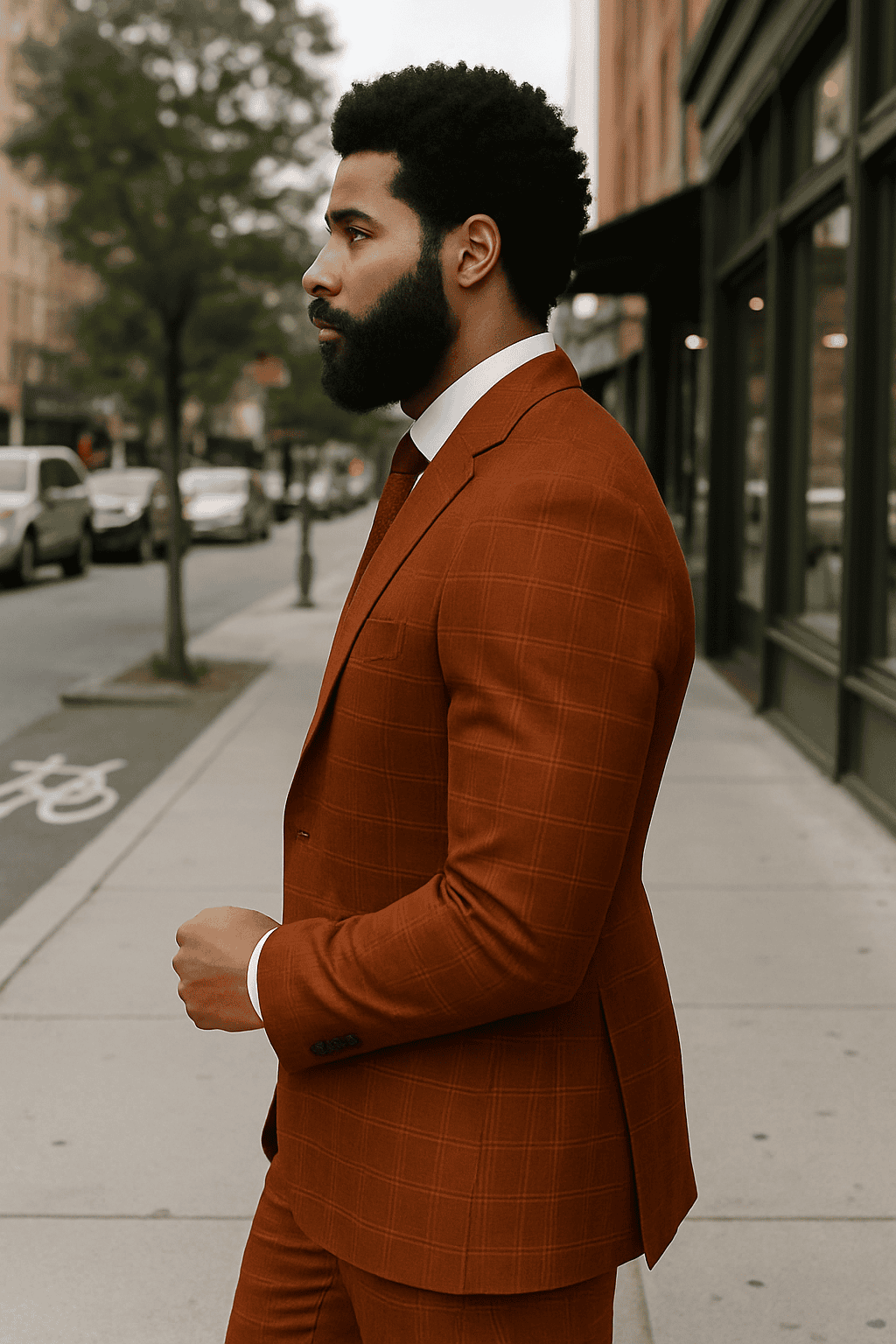 Wool Suit - Italian Made Business Suit by Statement Men's 3 Piece 100% Wool Modern Fit Suit - Sharp Plaid Pattern