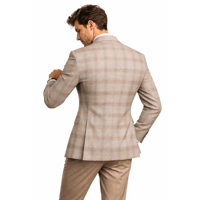 Men Regular-Fit Windowpane Blazer Jacket