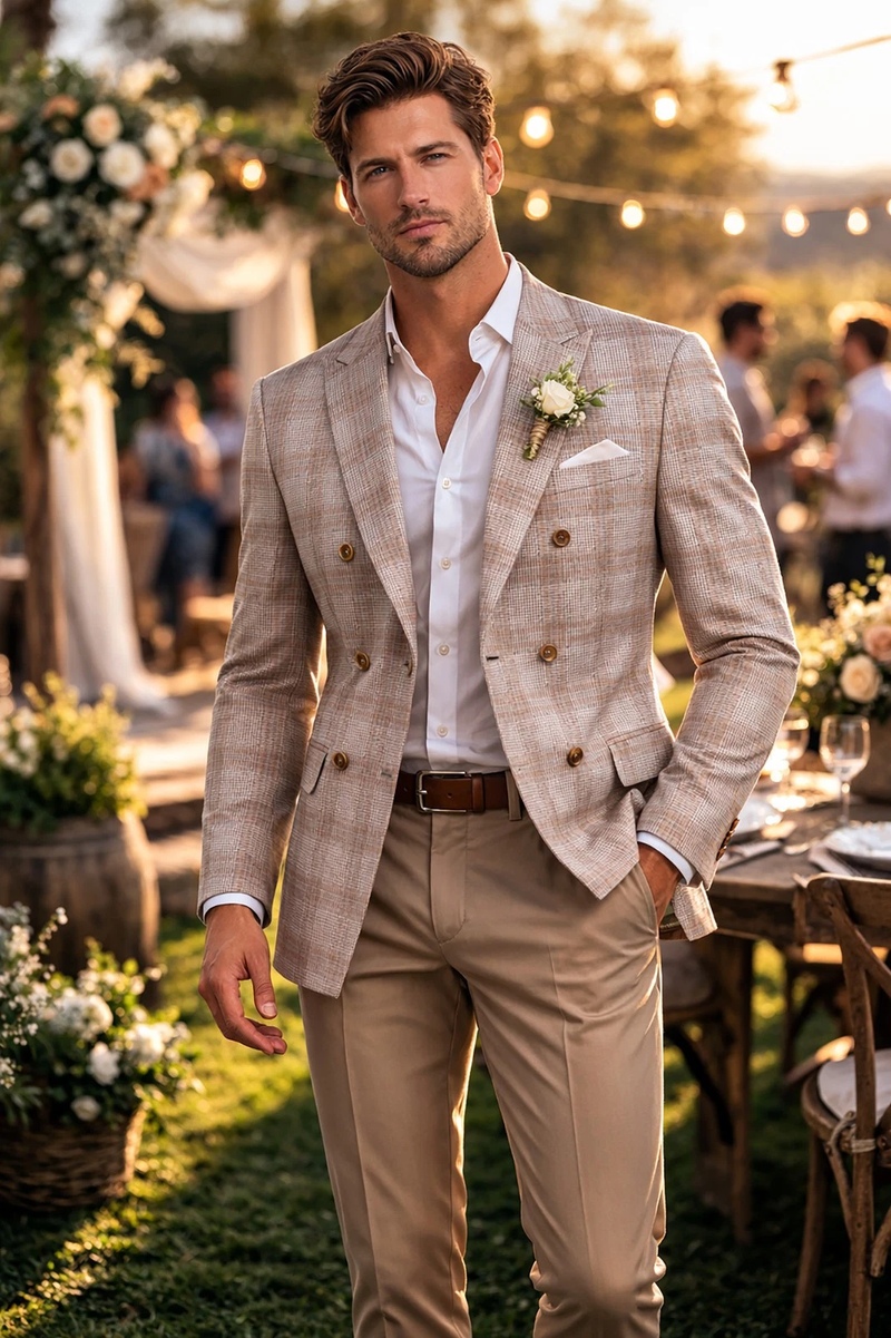Men Regular-Fit Windowpane Blazer Jacket