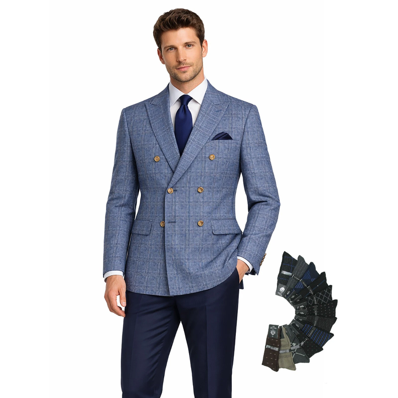 Men Regular-Fit Windowpane Blazer Jacket
