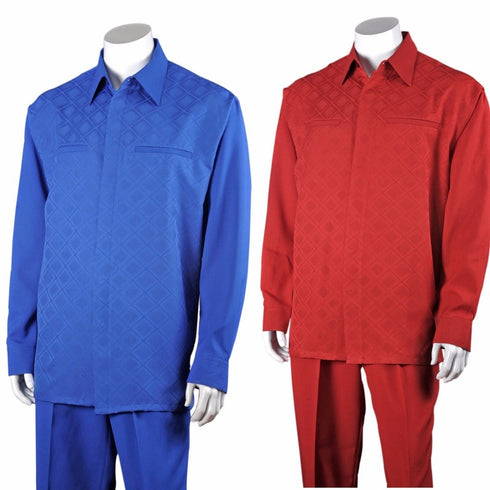 Mens Walking Blue/Red Suit - Leisure Suits For Men