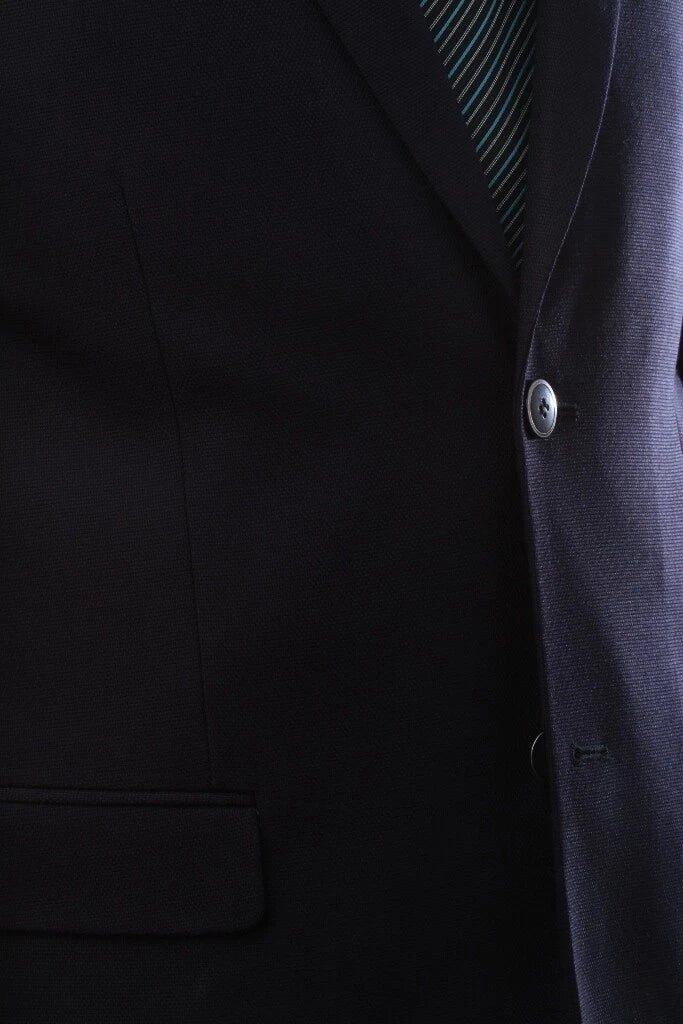 Men’s Navy 2 Button Blazer, Superior 150s Wool Feel Microfiber Formal Business Jacket