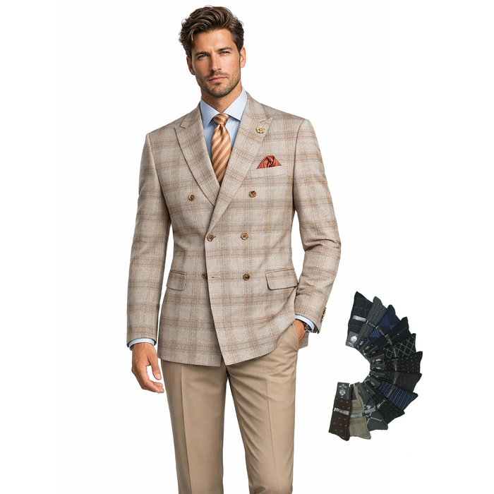 Men Regular-Fit Windowpane Blazer Jacket