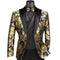 VINCI Men's Gold Metallic Geometric Jacquard Modern Fit Tuxedo Jacket - NEW