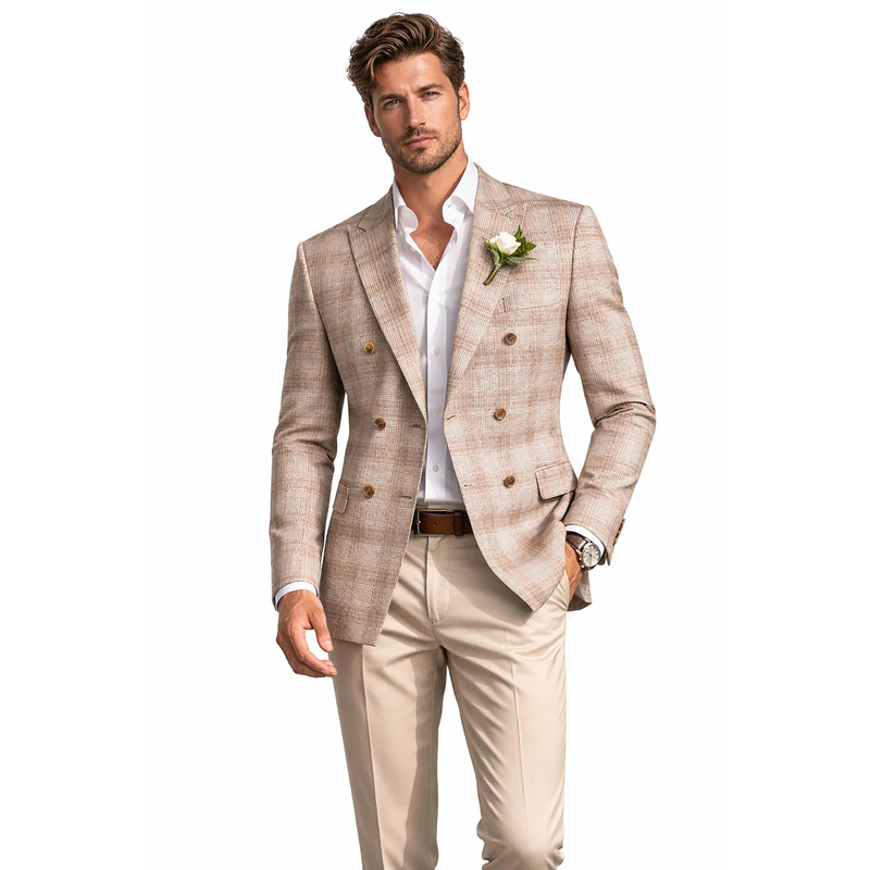 Men Regular-Fit Windowpane Blazer Jacket