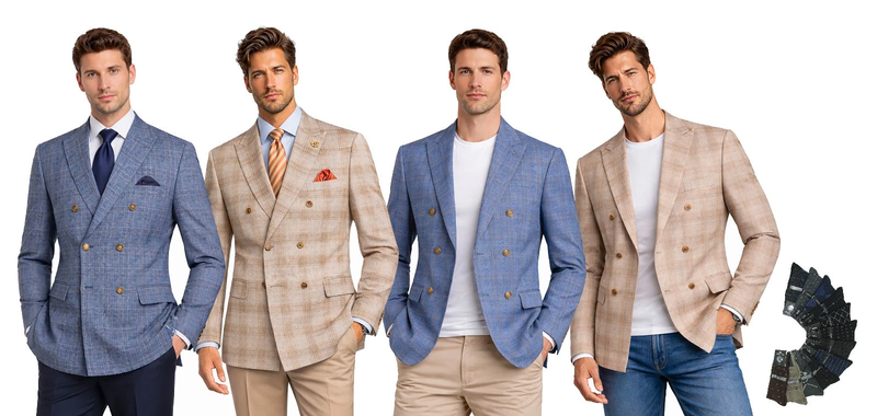 Men Regular-Fit Windowpane Blazer Jacket