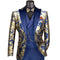 VINCI Men's Navy & Gold Modern Fit 3pc Tuxedo Suit w/ Matching Bow-Tie NEW