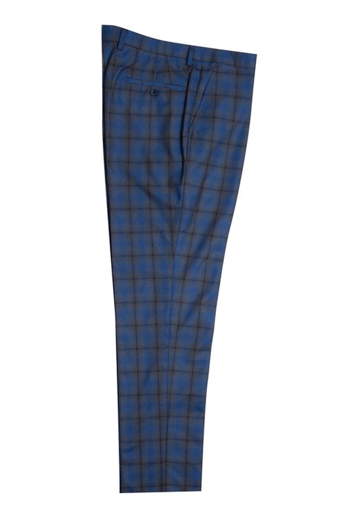 "Mens Stacy Adams Suit - Stacy Adams Suit Men's Bold Windowpane Plaid Two-Button Vested Suit - Blue/Brown"