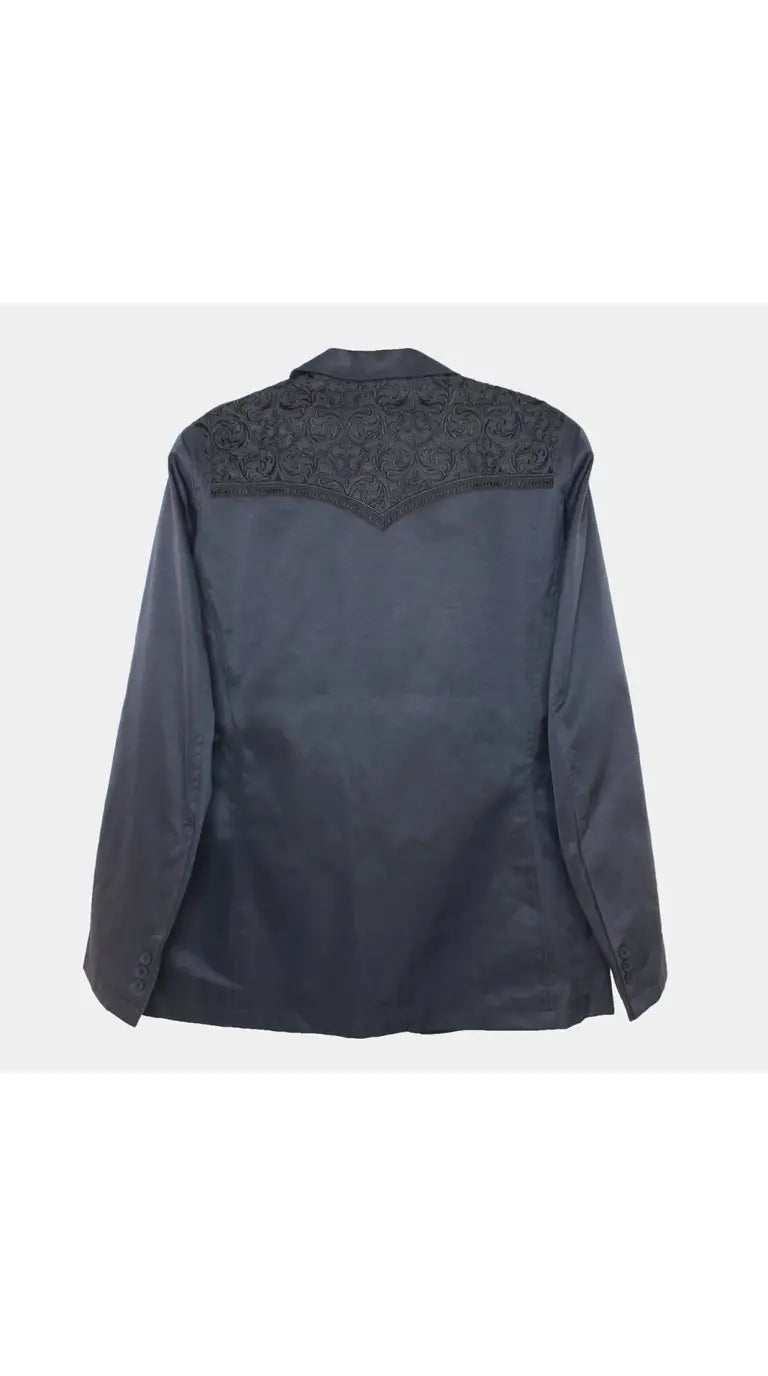 Mens Cowboy Blazer - Western Jacket in Color "Navy Blue" Ultra Slim Fitted (Buy 1 Size UP)
