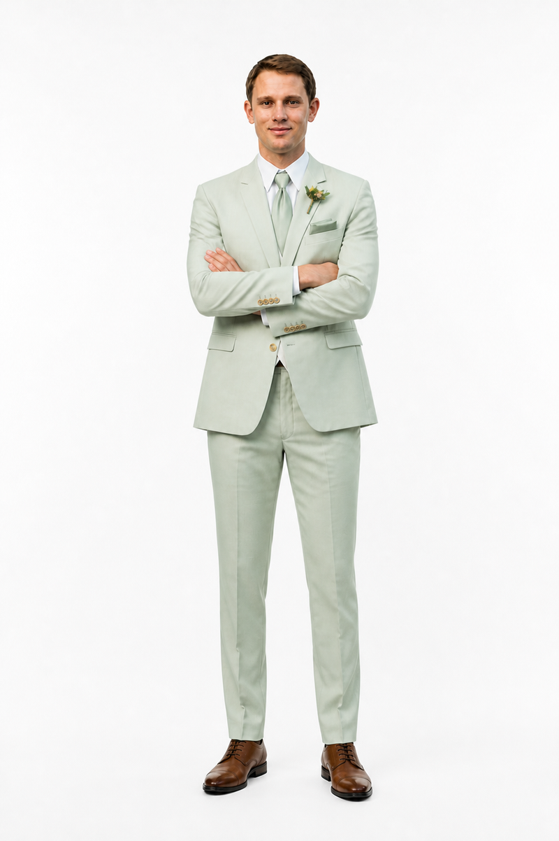 Sage Green Groomsmen Suit