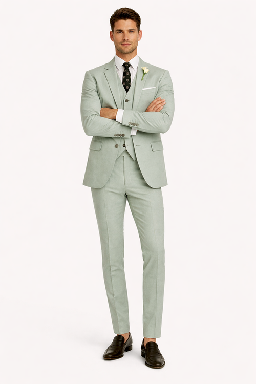 Sage Men Light Green Suit