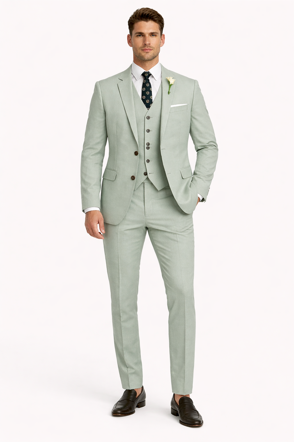 Sage Men Light Green Suit