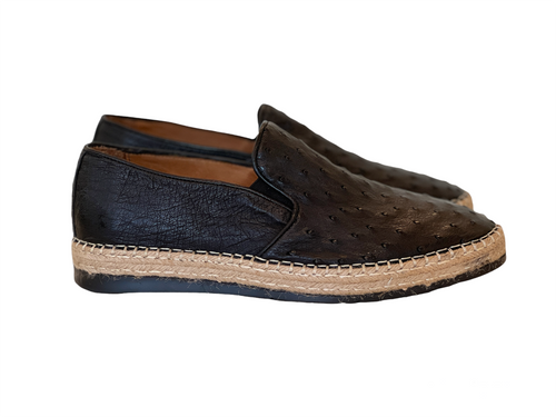 P01201 San Remo Genuine Ostrich Sport Loafer- Black