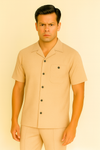 Mens Walking Suit in Color sand leisure suit causal Matching Shirt and Pants $99