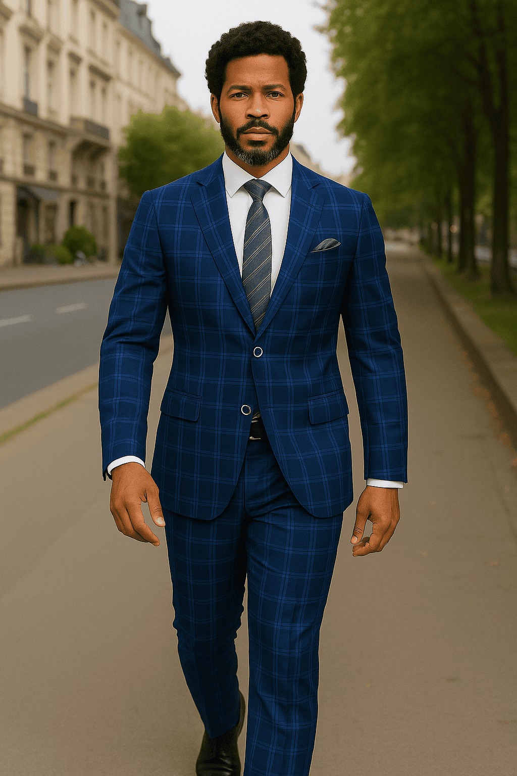 Wool Suit - Italian Made Business Suit by Statement Men's 2 Piece Big and Tall 100% Wool Fashion Suit - Bold Plaid