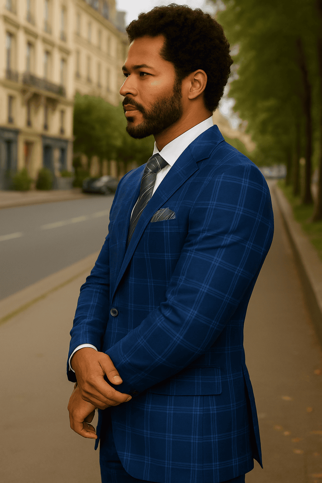 Wool Suit - Italian Made Business Suit by Statement Men's 2 Piece Big and Tall 100% Wool Fashion Suit - Bold Plaid