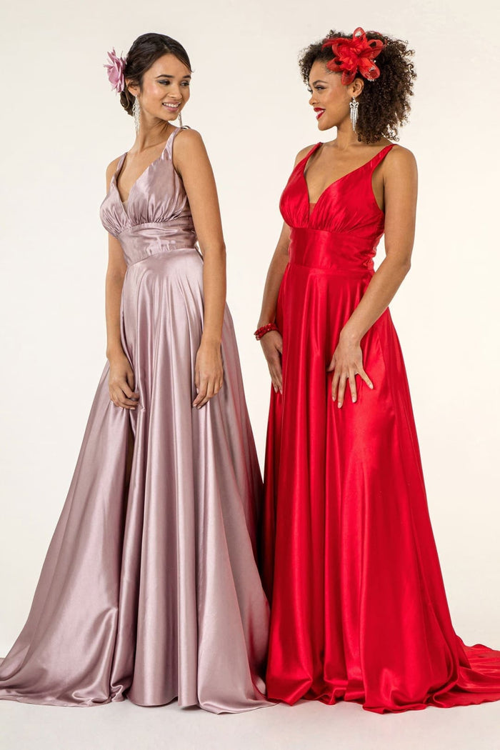 Satin V-Neck Bridesmaids Dress by Elizabeth K GL2963
