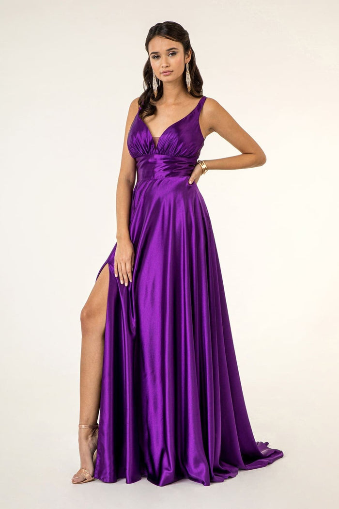 Satin V-Neck Bridesmaids Dress by Elizabeth K GL2963