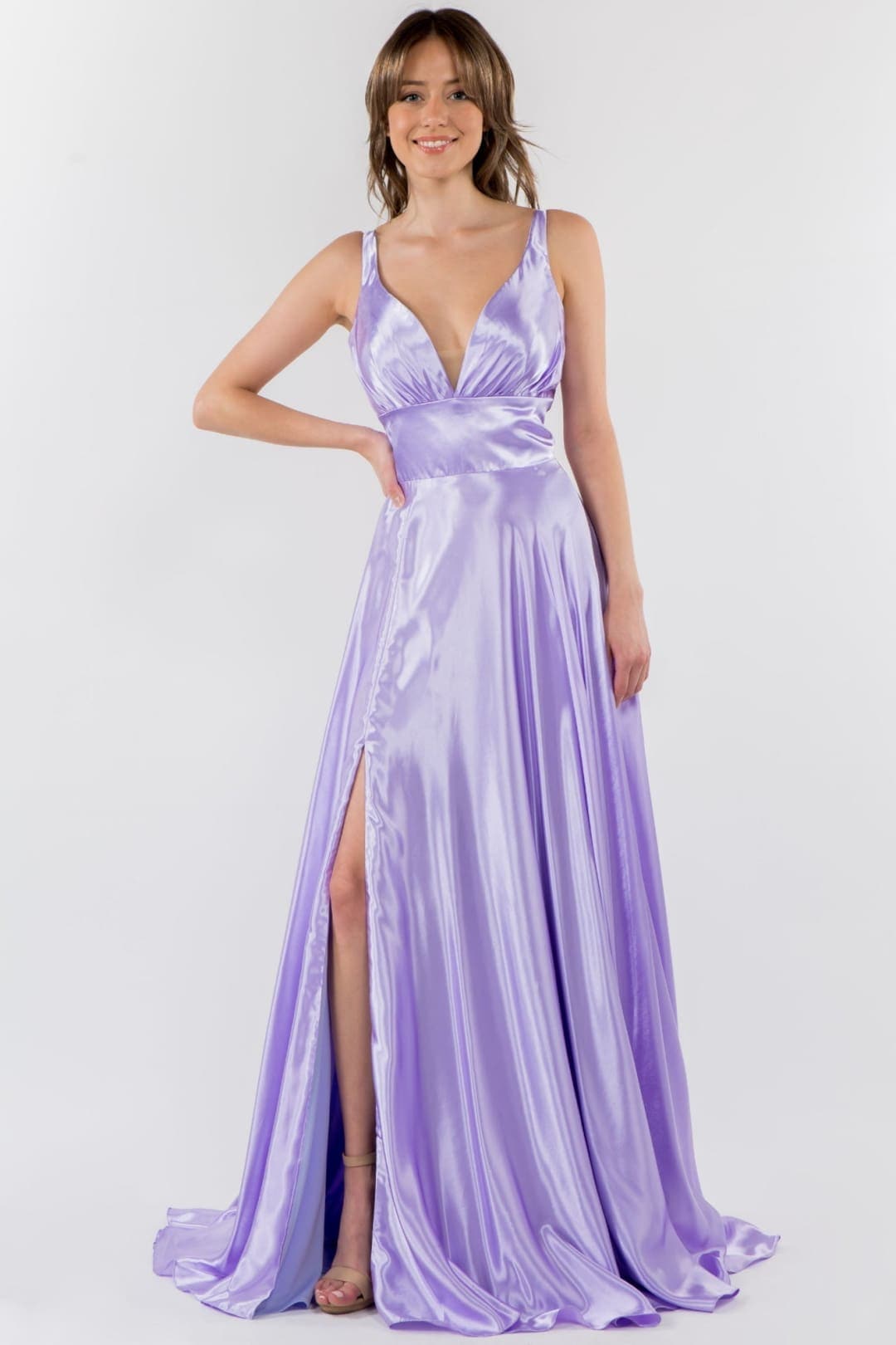 Satin V-Neck Bridesmaids Dress by Elizabeth K GL2963