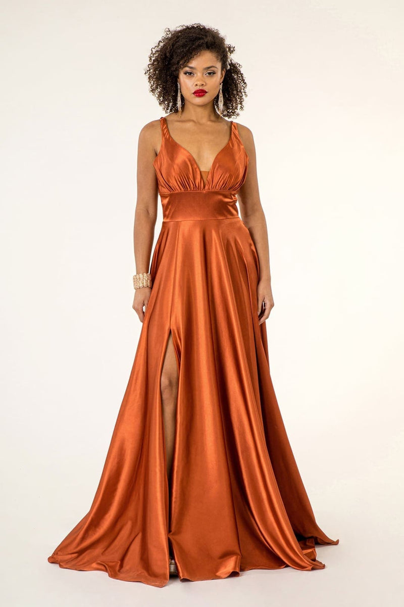 Satin V-Neck Bridesmaids Dress by Elizabeth K GL2963