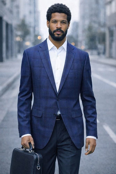 Statement Men's 100% Wool Modern Fit Sport Coat - Classic Plaid