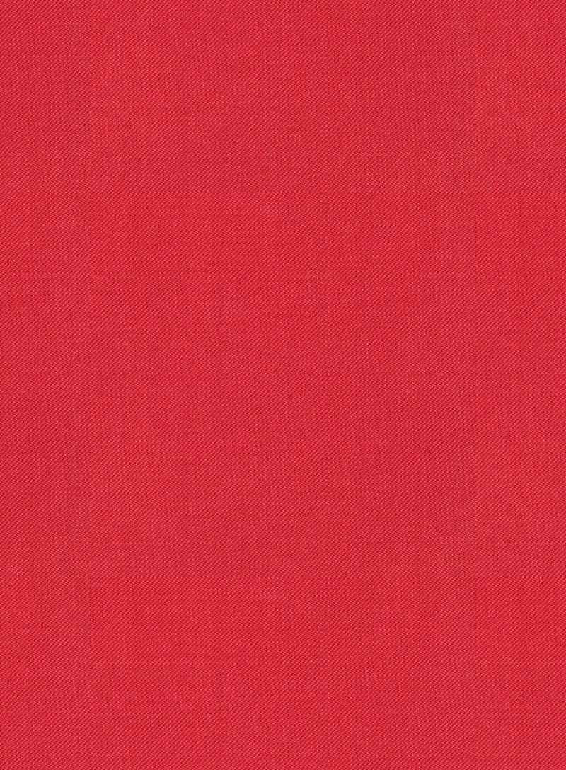 Red fabric with a smooth texture and subtle sheen, thanks to a diagonal weave. The color is a vibrant and uniform red.
