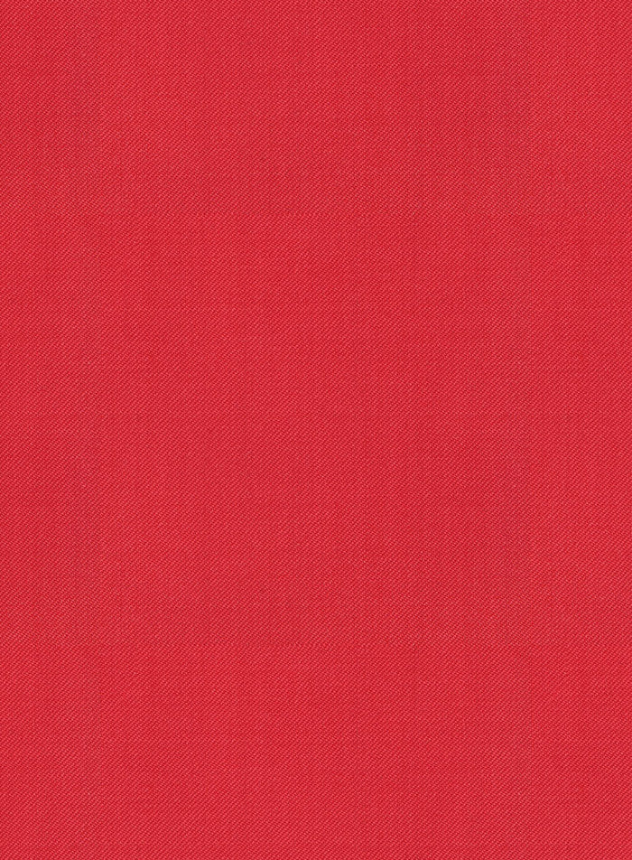 Red fabric with a smooth texture and subtle sheen, thanks to a diagonal weave. The color is a vibrant and uniform red.
