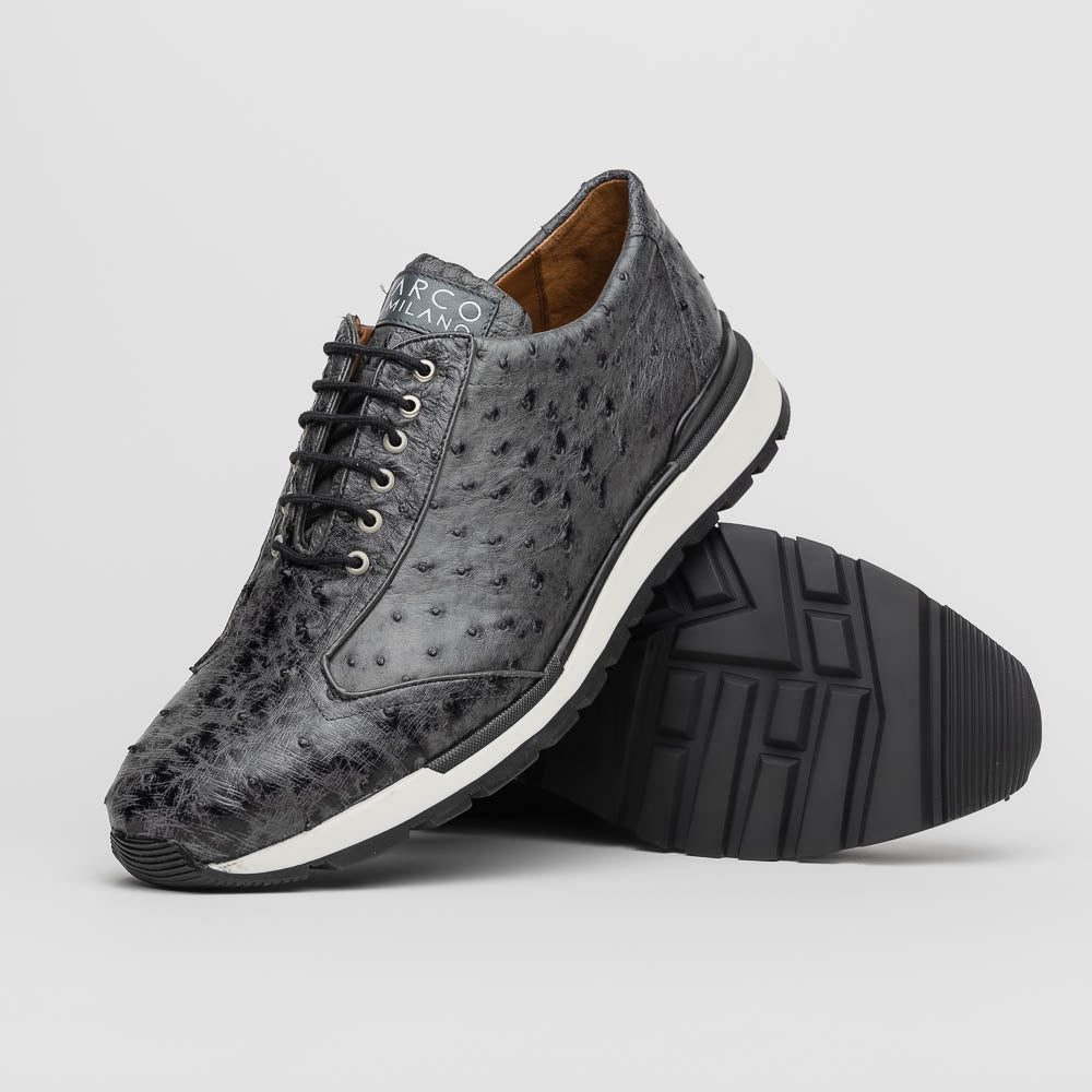 Marco Di Milano Scanno Gray Ostrich Quill Sneakers