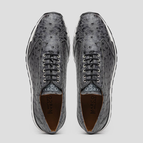 Marco Di Milano Scanno Gray Ostrich Quill Sneakers