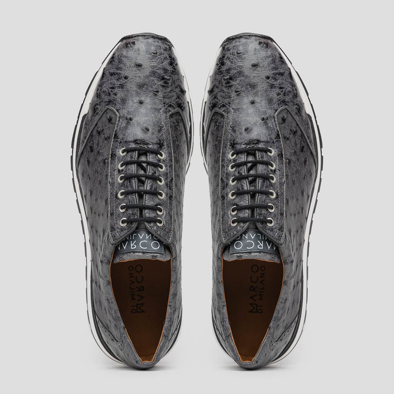 Marco Di Milano Scanno Gray Ostrich Quill Sneakers