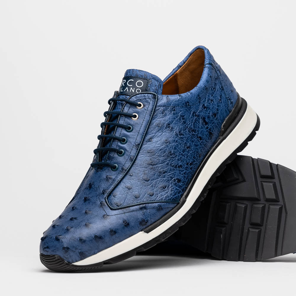 Marco Di Milano Scanno Navy Ostrich Quill Sneakers