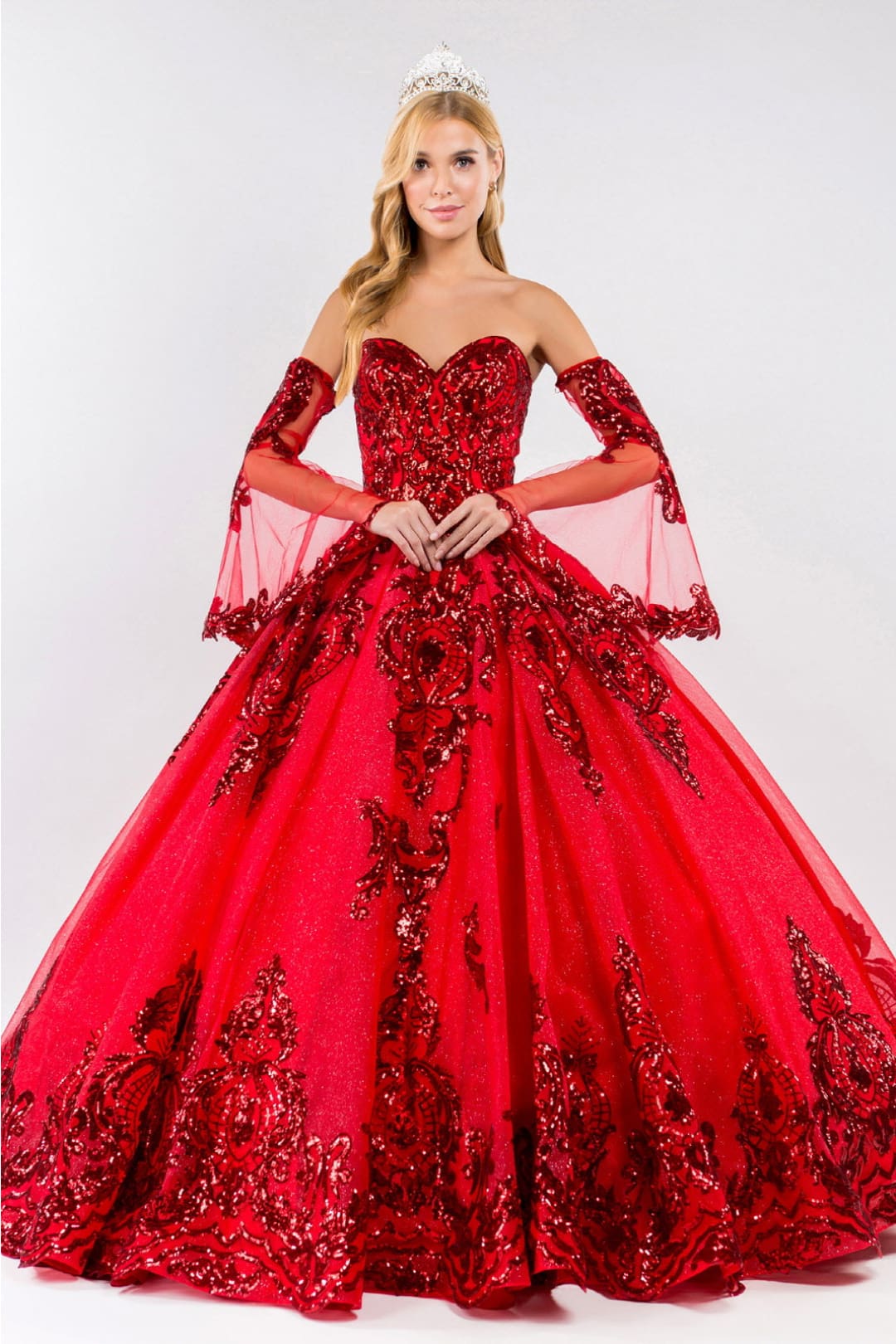Sequin Print Strapless Ball Gown by Elizabeth K GL1914