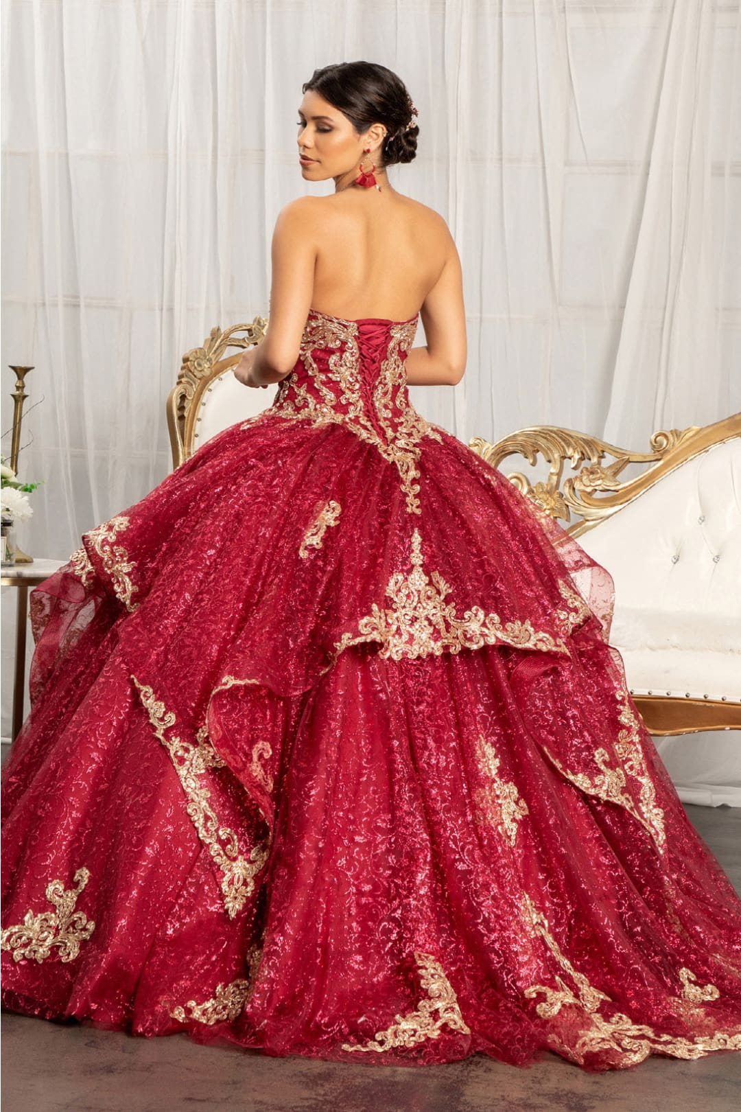Sequin Print Strapless Ball Gown by Elizabeth KGL1987