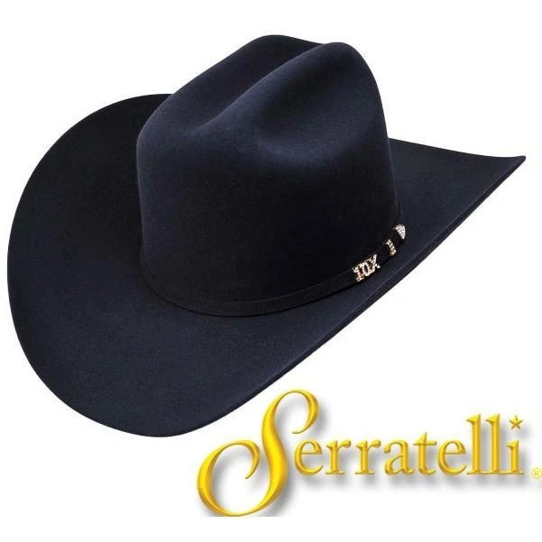 Serratelli 10X Cali Style Black 3 1/2" Brim Western Cowboy Hat All Sizes