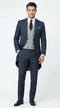 Men’s Navy Blue Three Piece Formal Suit – Cutaway Tuxedo Blazer Trousers for Wedding Tailcoat