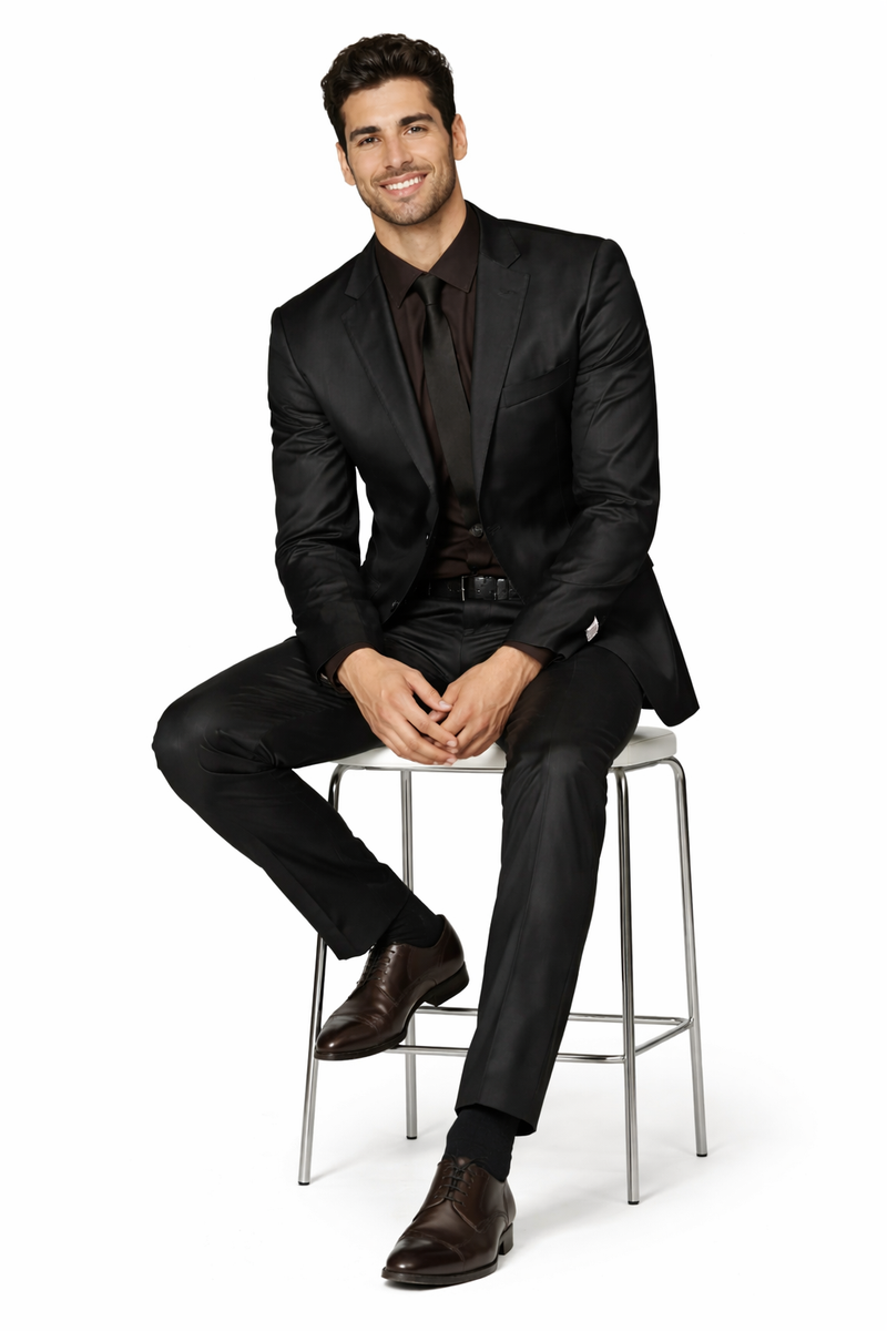Shiny Black Suit - Shiny Tuxedo