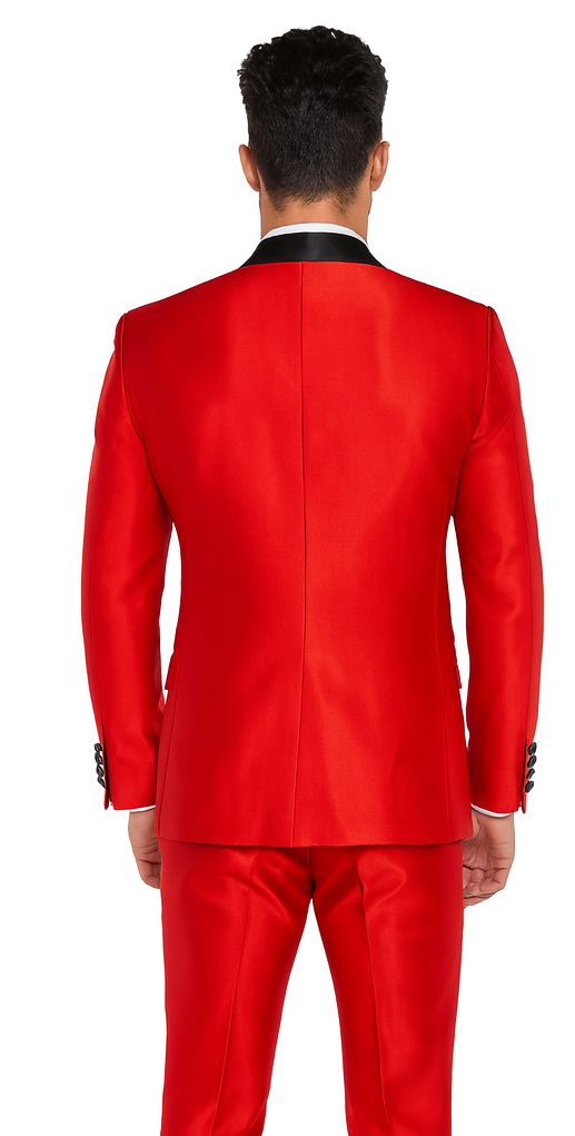 Shiny Red Tuxedo Shawl Collar Jacket & Pants Suit Prom 2026 Or Wedding Or Groom Tuxedo