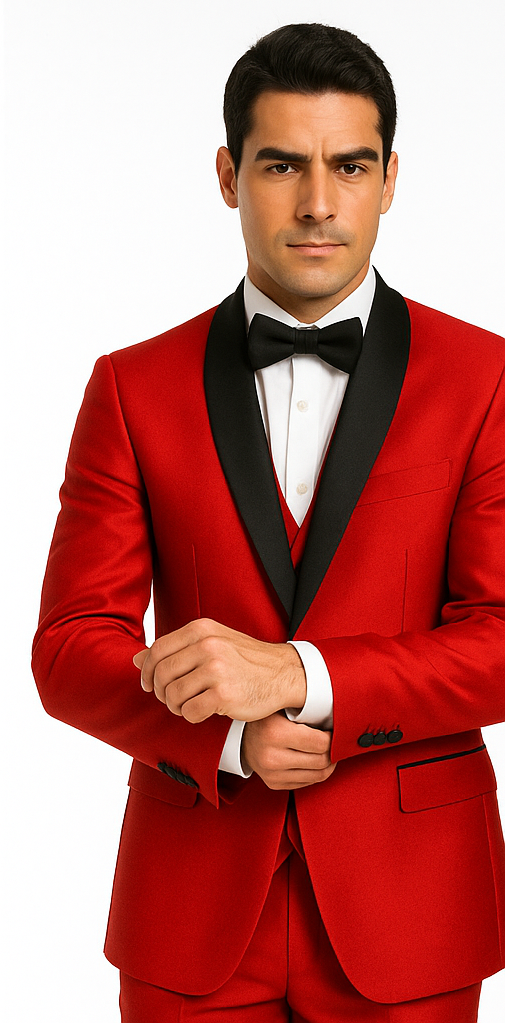 Shiny Red Tuxedo Shawl Collar Jacket & Pants Suit Prom 2026 Or Wedding Or Groom Tuxedo