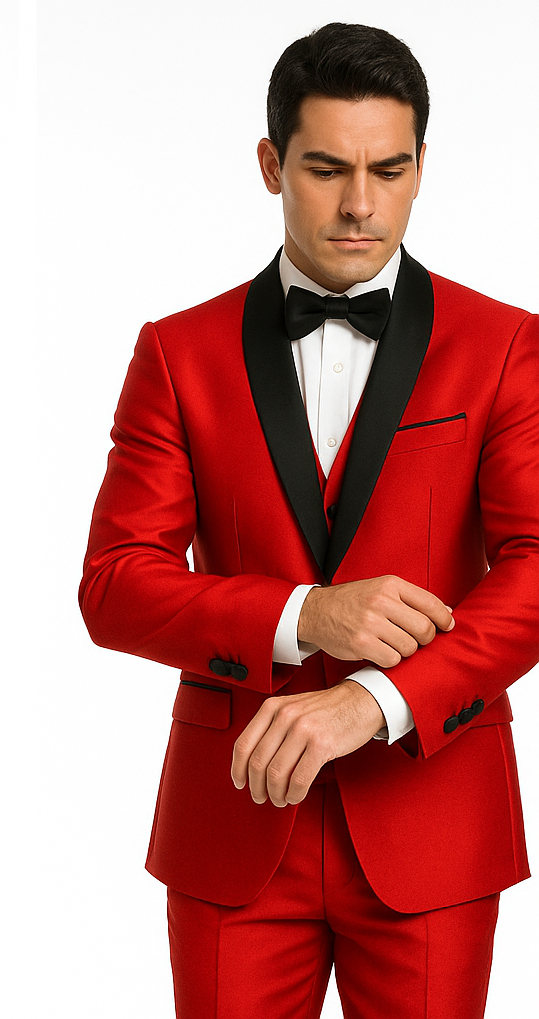 Shiny Red Tuxedo Shawl Collar Jacket & Pants Suit Prom 2026 Or Wedding Or Groom Tuxedo