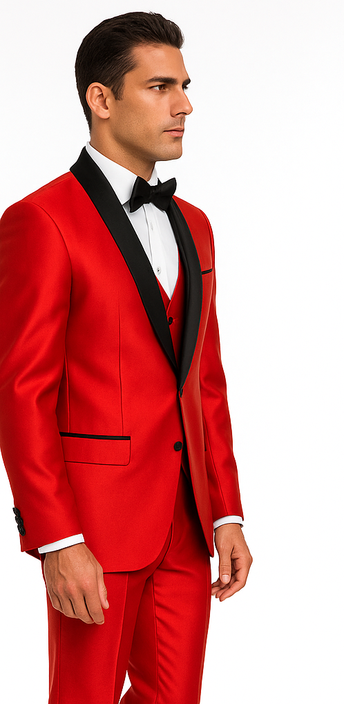Shiny Red Tuxedo Shawl Collar Jacket & Pants Suit Prom 2026 Or Wedding Or Groom Tuxedo