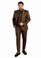 Shiny Satin Charmeuse Metallic Stripe Sheen Monochromatic Pinstripe Suit By Rossiman in Color Brown Tailored Fit + Matching Shirt Tie (4-Piece)
