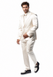 Shiny Satin Charmeuse Metallic Stripe Sheen Monochromatic Pinstripe Suit By Rossiman in Color cream Tailored Fit + Matching Shirt Tie (4-Piece)