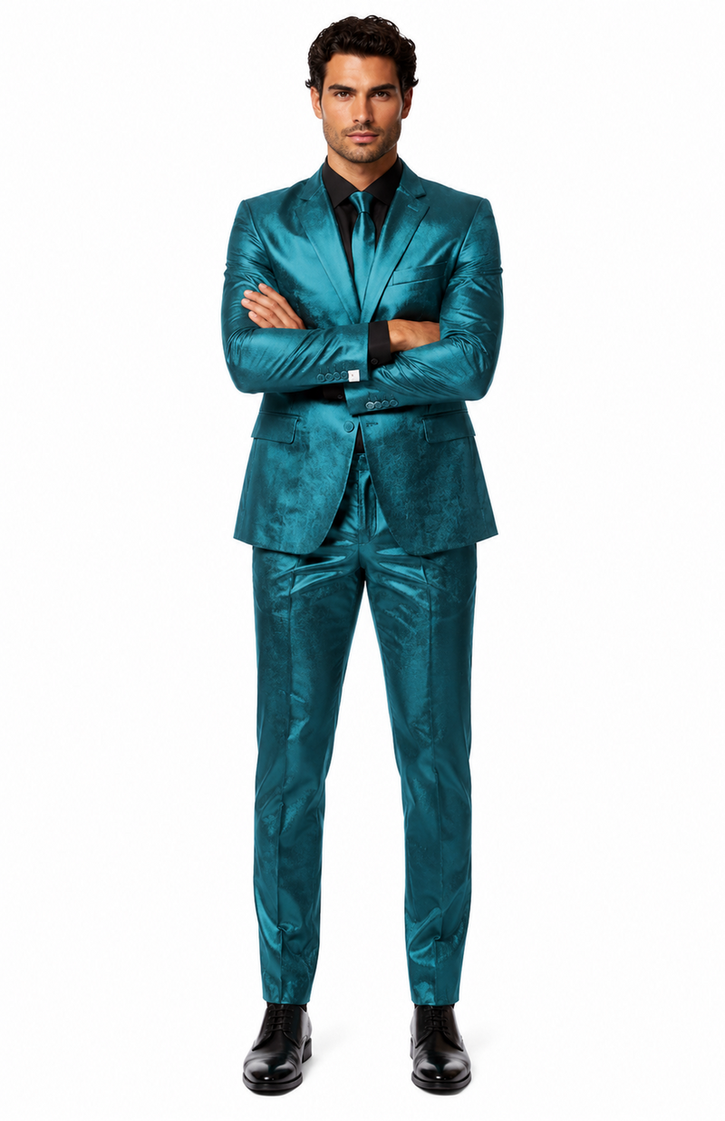 Shiny Teal Suit - Shiny Tuxedo