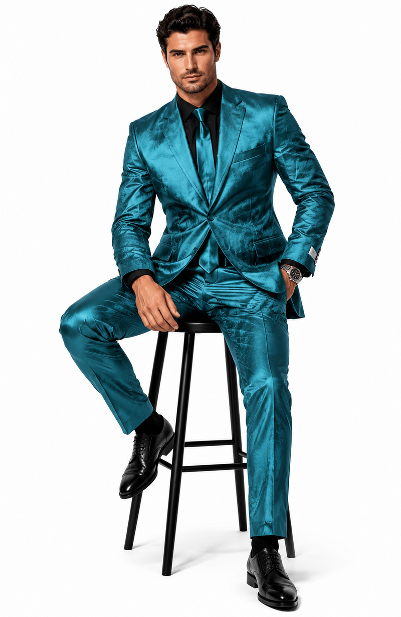 Shiny Teal Suit - Shiny Tuxedo