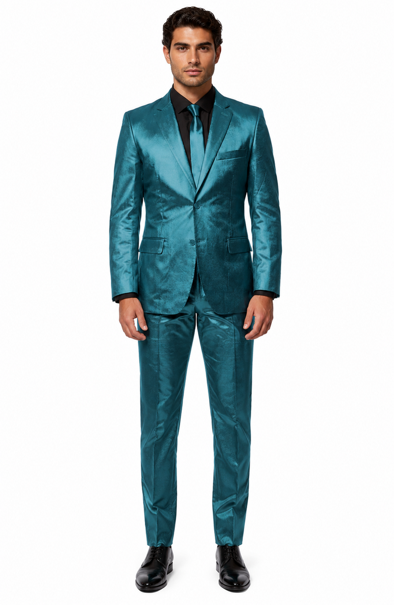 Shiny Teal Suit - Shiny Tuxedo