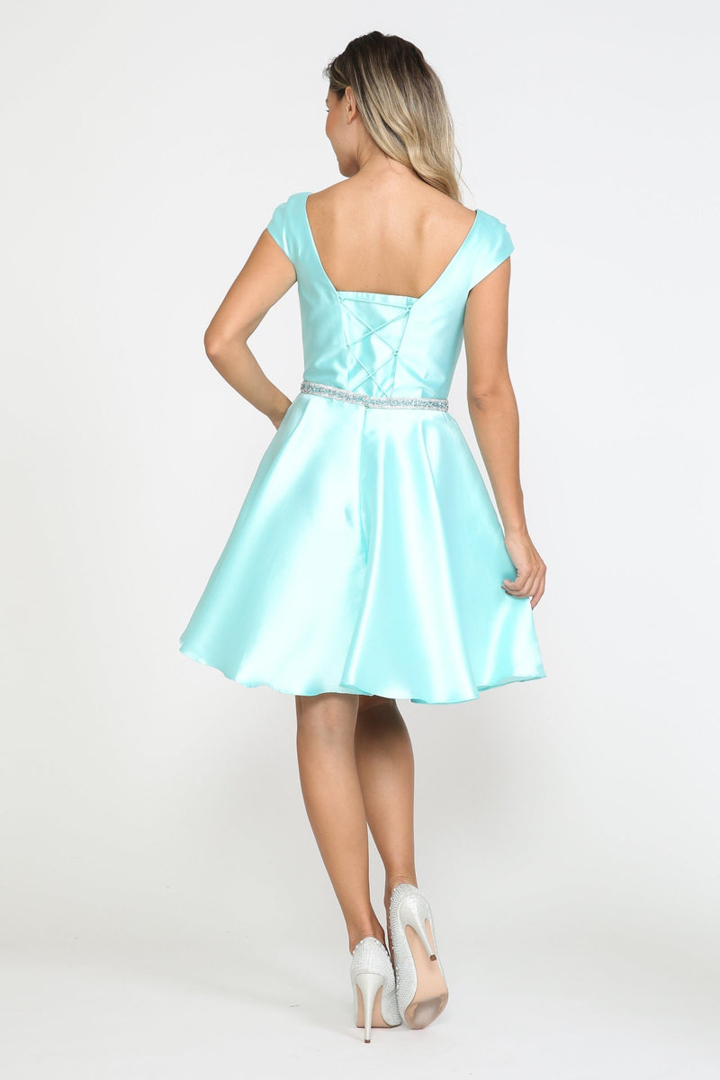 Poly USA 8416 Short Cap Sleeve Mikado Dress