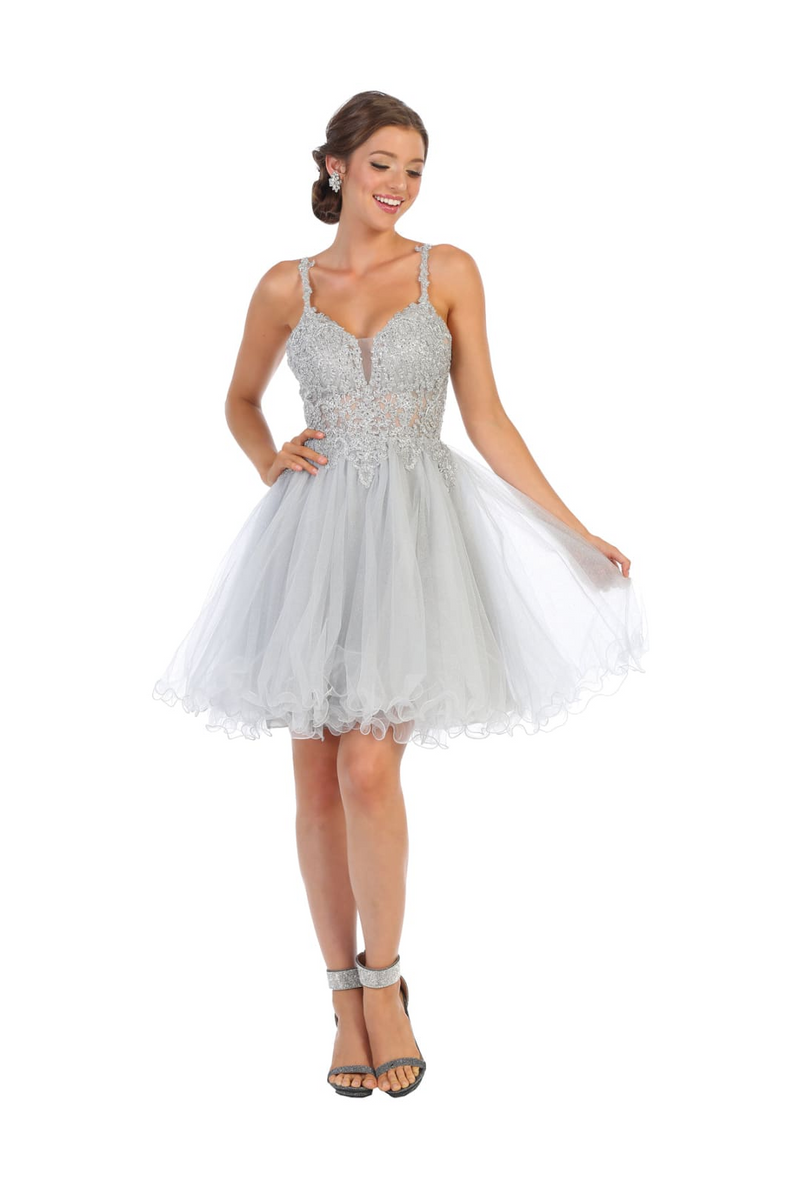 Dama Dresses for Quinceanera in Silver Style MQ1693 Quince Outfit