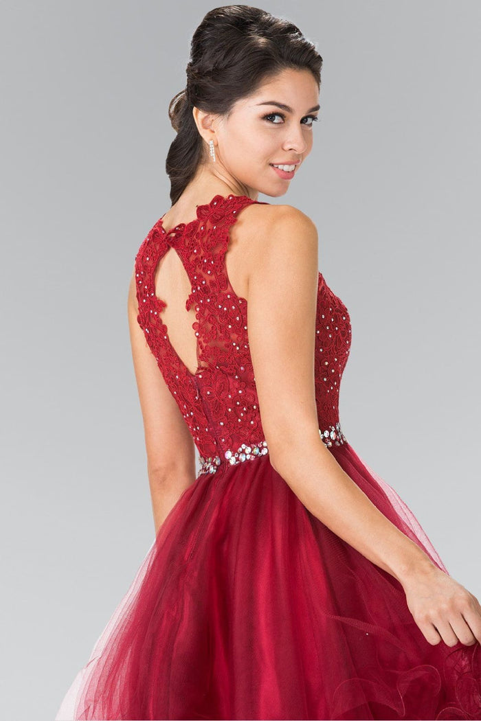 Short Sleeveless Lace Bodice Dress by Elizabeth K GS2375