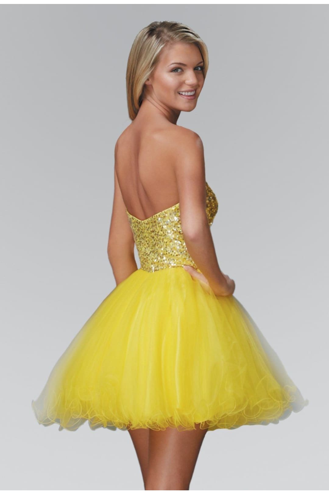 Short Strapless Jeweled Dress by Elizabeth KGS2034