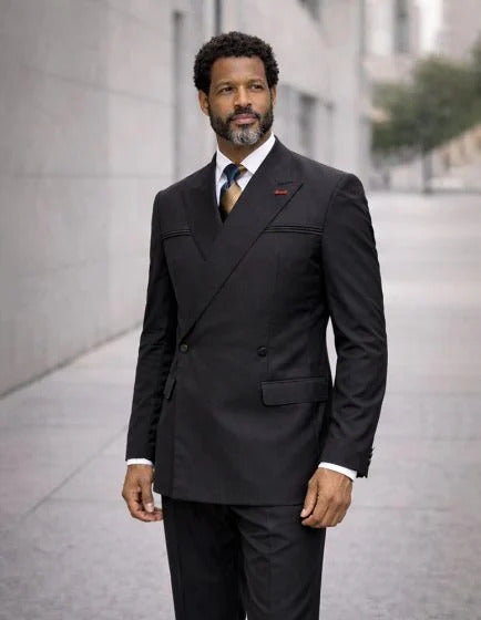 Statement Men's 2 Piece Modern Fit Double Breasted Suit - Sleek Finish